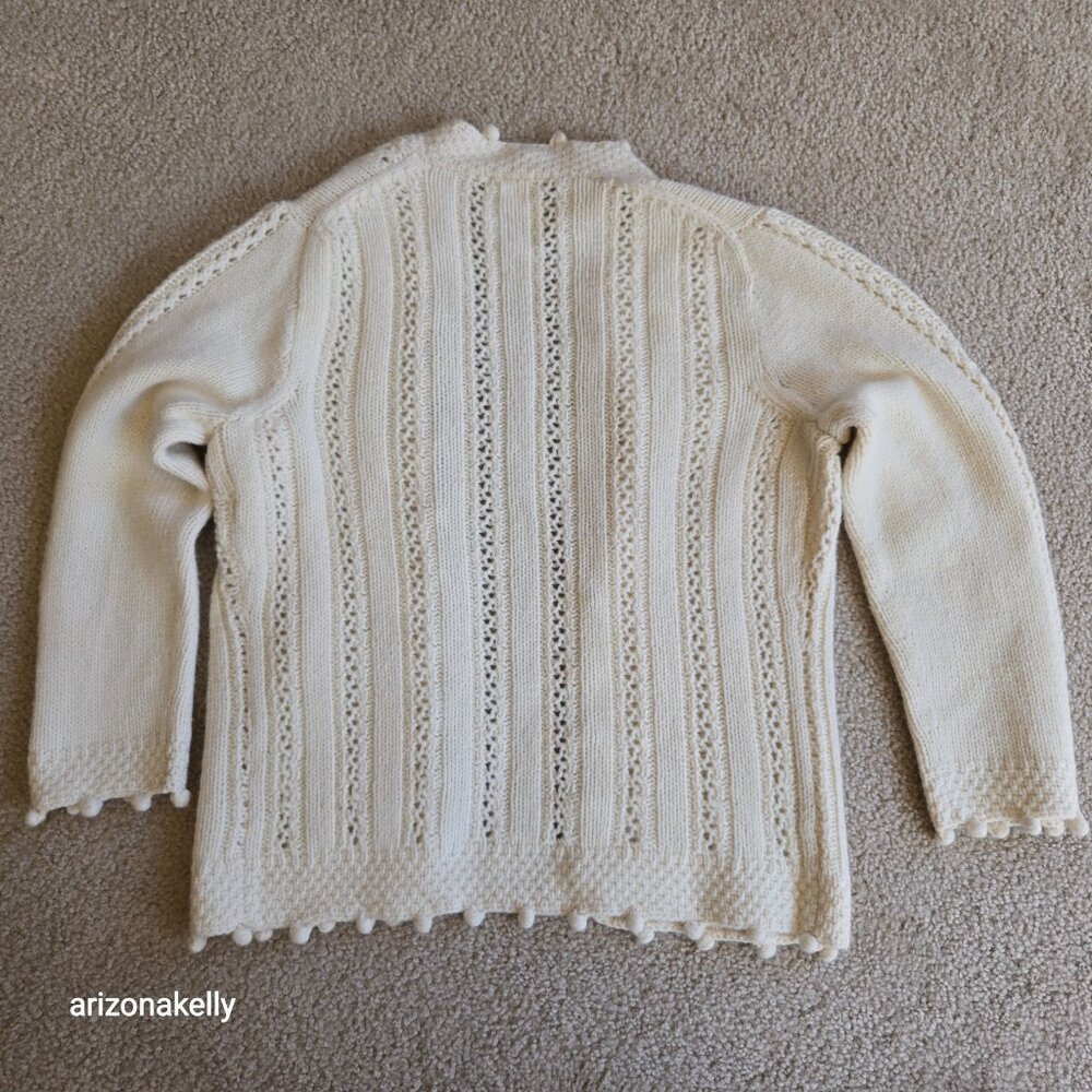 J. Crew Wool Cashmere Handknit Open Front Pointelle Cardigan Sweater - Picture 9 of 9